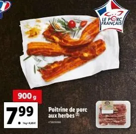 900 g  igase  poitrine de porc aux herbes  moge  le porc. français 