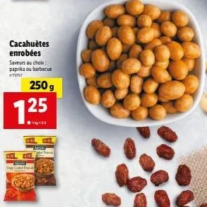 cacahuètes enrobées saveurs au choix: paprika ou barbecue  72753  1.25  250 g  wool del  aktuso  coded houd  el 1  aleskt 