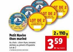 BOTS DOLARINE  P  Petit Navire thon mariné  BOOTS DOULEMEES ny  DOLLINE  Au choix: citron thym, tomates séchées ou piment d'Espelette Lot de 2  5618520/413614/561361  LOT DE 2  k  OT DE 2  OT DE 2  2x