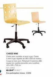 chaise nine chaise avec  ch  à igazgate de 385 à 505 coque paches abs  possible sans out  que l61xh6x756 m  201468 83.33€9.99€  eco-participation incluse 0.54€ 