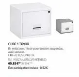 cube 1 tiroir  en pour desirs suspendu avec  l40xh36,5x40cm  42lb58blc)  65.8309  eco-participation incluse: 0.52€ 