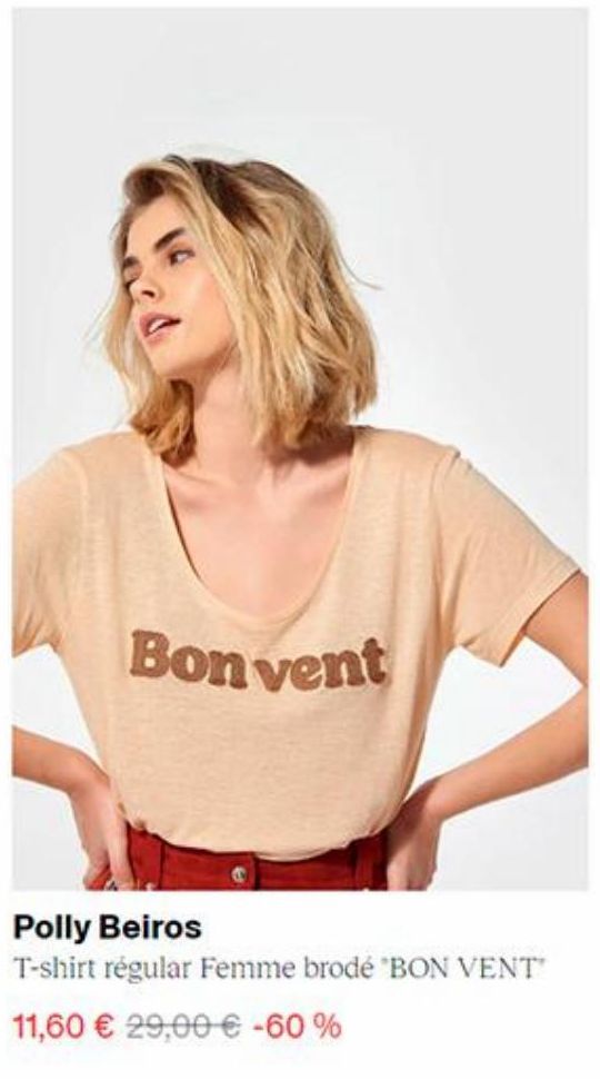 T-shirt regular femme brode  BON VENT