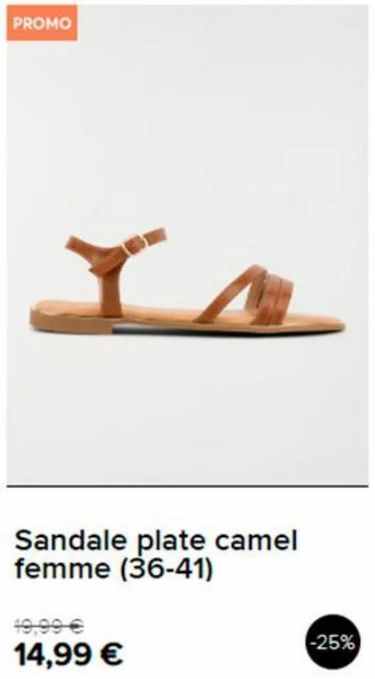 sandale plate camel femme