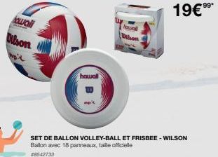 owali  Dilson  tep'e  howall  Wilson  19€⁹⁹⁰  SET DE BALLON VOLLEY-BALL ET FRISBEE - WILSON Ballon avec 18 panneaux, taille officielle #8542733  