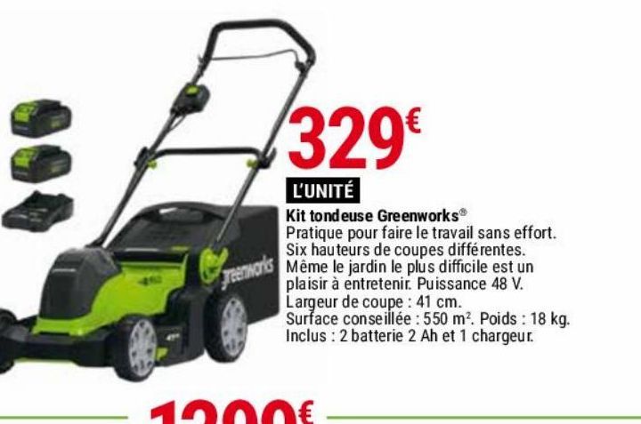 Kit tondeuse Greenworks