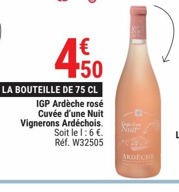 IGP Ardèche rosé Cubée d'une Nuit Vignerons Ardéchois 