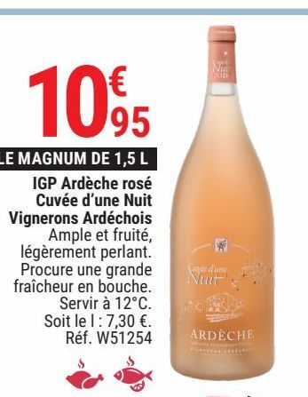 IGP Ardèche rosé Cuvée d'une Nuit Vignerosns Ardéchois