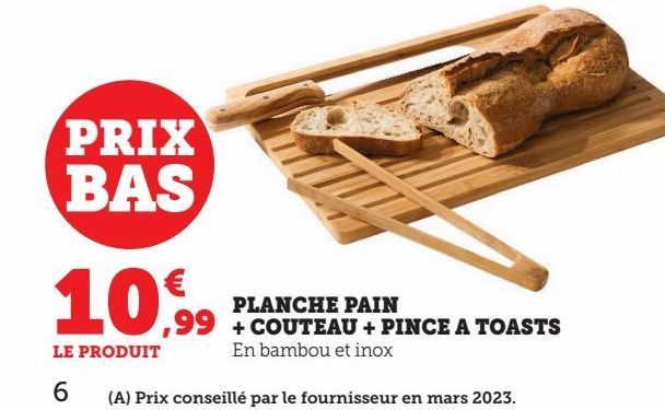 PLANCHE PAIN + COUTEAU + PINCE A TOAST