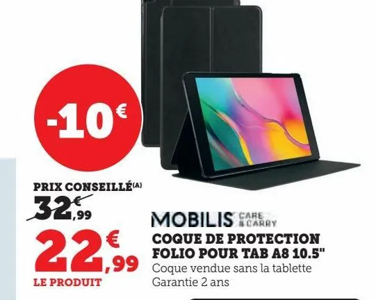 coque de protection folio pour tab a8 10.5 mobilis