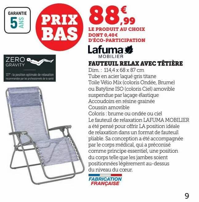 fauteuil relax avec têtière