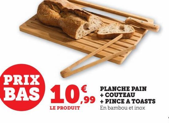 PLANCHE PAIN + COUTEAU + PINCE A TOASTS