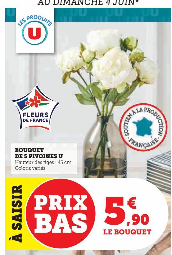 Bouquet de 5 pivoines U