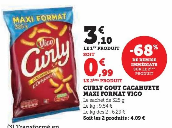 curly gout cacahuete maxi format vico