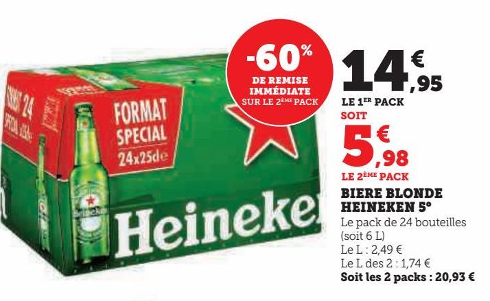 bière blonde Heineken 5ª