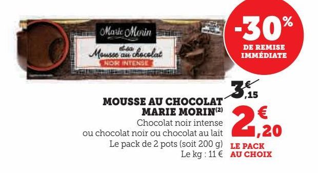 mousse au chocolat Marie Morin