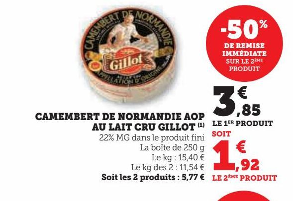 camembert de normandie AOP AU LAIT CRU Gillot