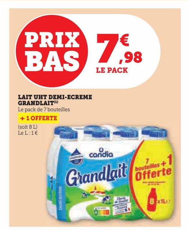 lait UHT demi-ecreme Grandlait