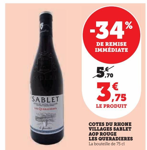 Cotes de Rhone villages sablet AOP rouge Les Queradieres