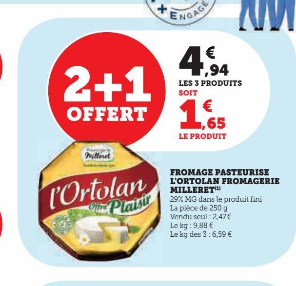 fromage pasteurise l`ortolan fromagerie Milleret
