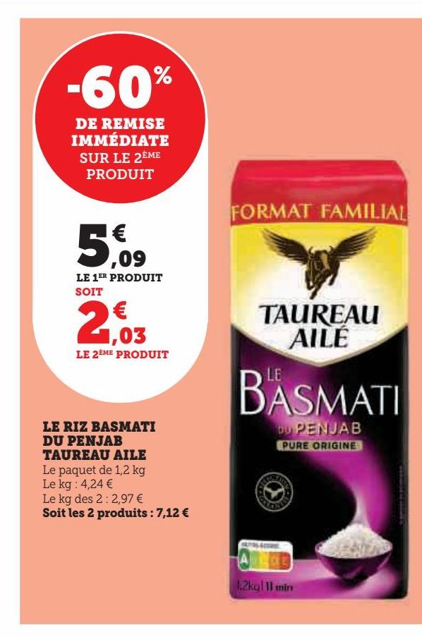 Le riz basmati du penjab Taureau Aile