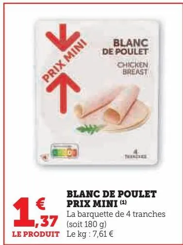 blanc de poulet prix mini 