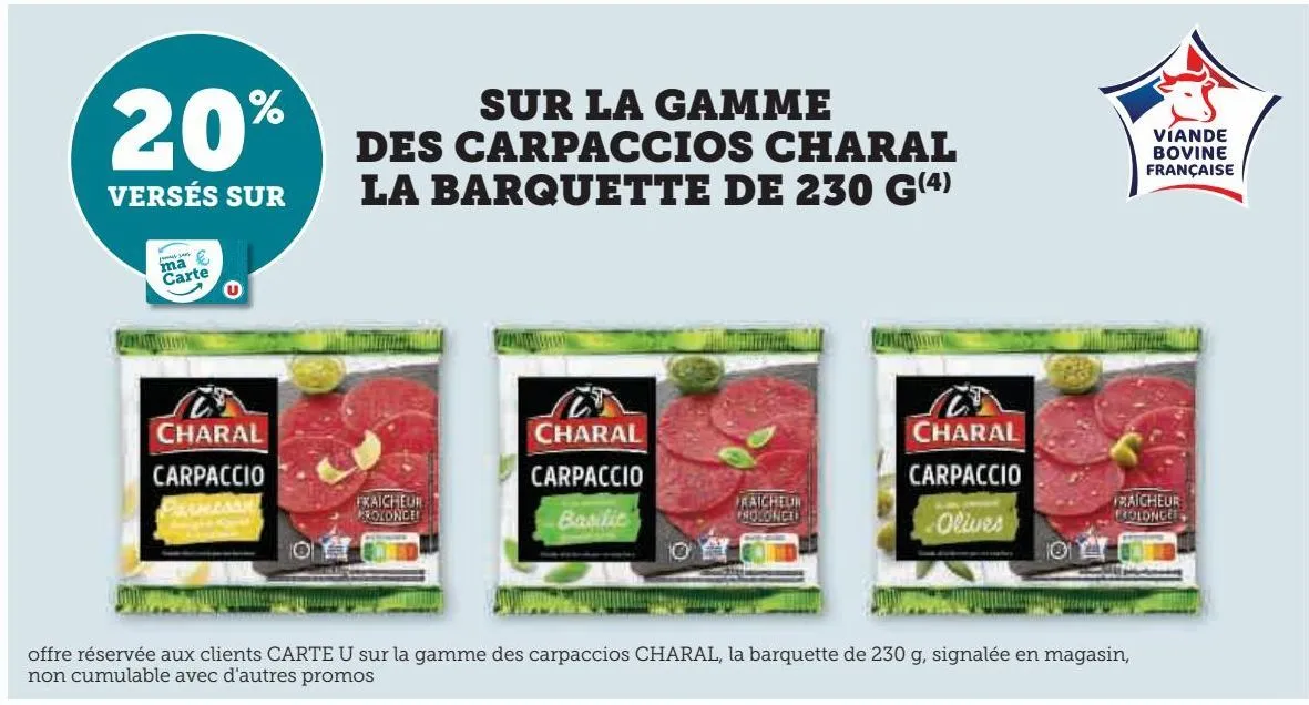 la gamme des carpaccios charal la barquette de 230 g