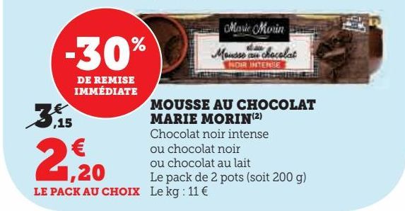 MOUSSE AU CHOCOLAT MARIE MORIN