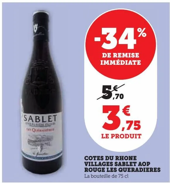 cotes du rhone villages sablet aop rouge les queradieres