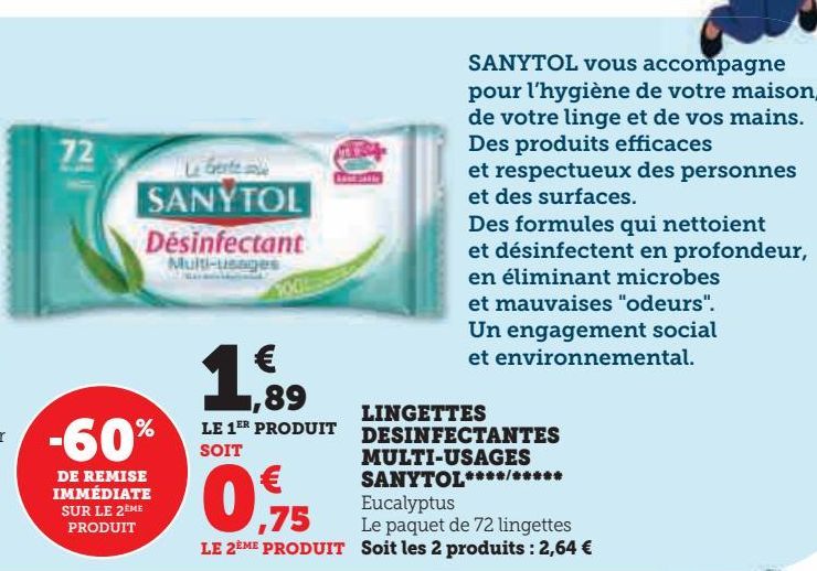 lingettes desinfectantes multi-usages Sanytol