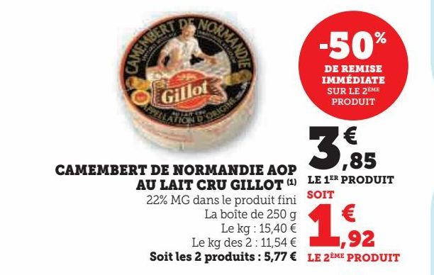 camembert de normandie AOP aul ait cru Gillot