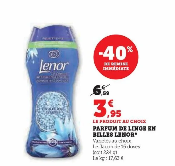 parfum de linge en billes lenor