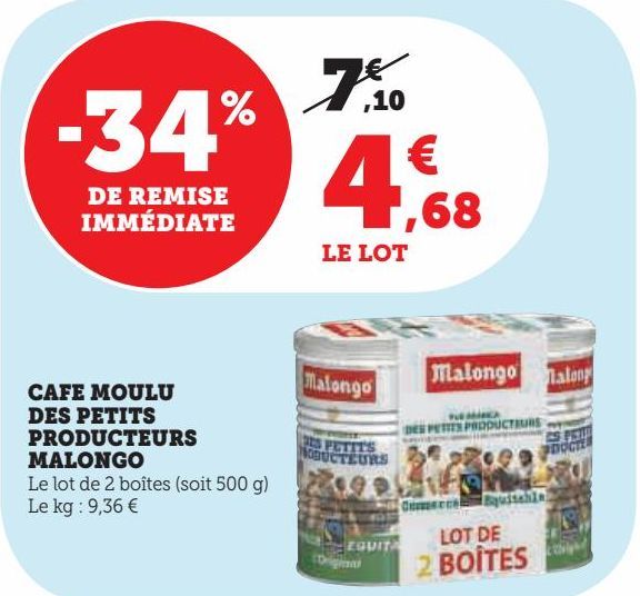 CAFE MOULU DES PETITS PRODUCTEURS MALONGO