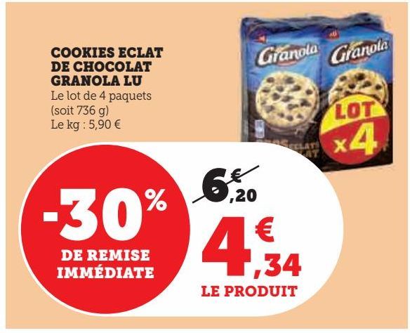 COOKIES ECLAT DE CHOCOLAT GRANOLA LU