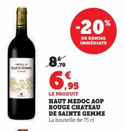 haut medoc aop rouge chateau de sainte gemme