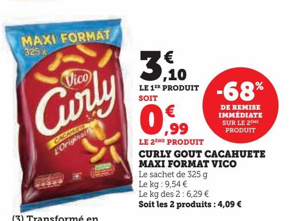 Curly gout cacahuete Maxi format Vico