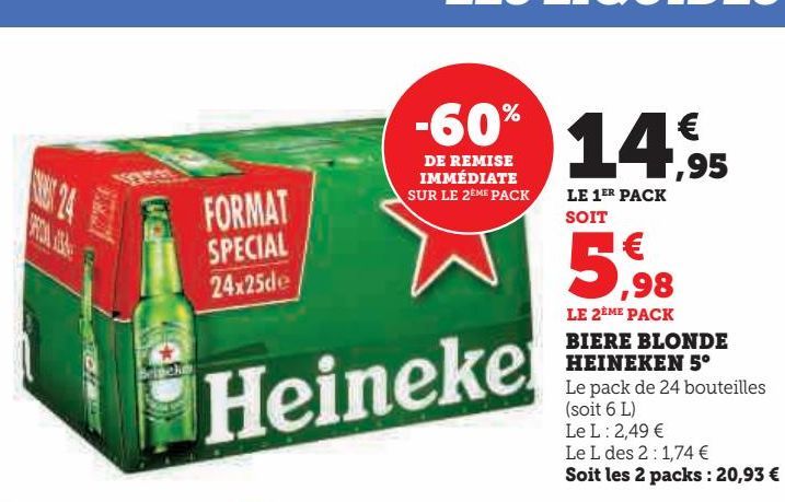 bière blonde Heineken 5ª