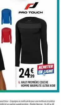 pro touch  acheter en ligne  24€  6. haut première couche homme warmlite ultra noir 