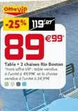 TABLE + 2 CHAISES RIO BOSTON offre à 89,99€ sur Gifi