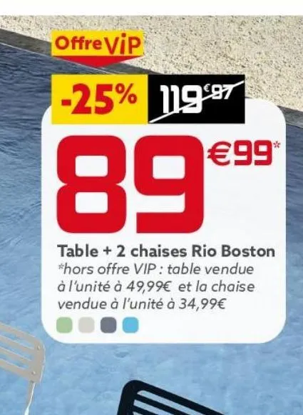 table + 2 chaises rio boston