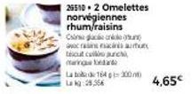 25510.2 Omelettes  norvégiennes rhum/raisins Cigare  orain macinat tout auch Mandard  La tol de 164 300m Lakg:28,566  4,65€ 