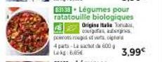 poros rougisst vet  4 part-Lac de 600 g Lokg:685€  83133 Légumes pour ratatouille biologiques Originales, couss  3,99€ 