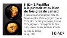 81862-2 Pastillas  à la pintade et au bloc de foie gras de canard Acu 22 25 min au bout Gantu 74% Padergne France 15%, bloc de fa gras grac 10%, ogs, chapda auts, okrs, bour and abras Laboia de 200 g 