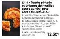 82117 Tourte pintade et brisures de morilles sauce au vin jaune Côtes du Jura AOC Acum 25 630 au aur ban dan  50%  4 pata-Latele de 60  takg:27,78€  de Sota de pintade origine France 20% bars anos 4%,
