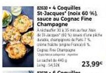 82630 - 4 Coquilles St-Jacques (noix 60 %), sauce au Cognac Fine Champagne  Anita 30 36 minuta Na 431-60%) adres P7% ceretch Cogi Cha  Fra  Les  Lg 54,52€  440  repice 