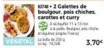 VEGETAL  83748-2 Galettes de boulgour, pois chiches. carottes et curry  Aicha  11 à 13m  à pel Bedget pas che las prigo Fra 200  La 18.50€ 