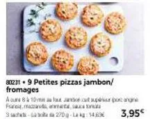 802319 petites pizzas jambon/ fromages  a cure 8 & 10min a fa ancat pri poc anghe  foreman, 