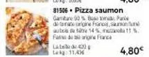 late 420 lekg: 11,40  31506 pizza saumon gamtare 50% ba  di tengine franc  auto te 14% 11%. faso de origine franc  4,80€ 
