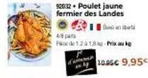 52032 poulet jaune fermier des landes  4/8 para  pe de 12418-prix au  binibarta  10.85€ 9,95€ 