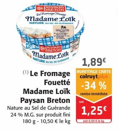 le fromage fouetté madame loïk paysan breton