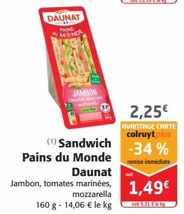 Sandwich Pains du Monde Daunat